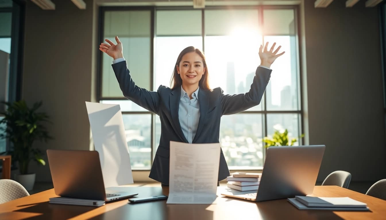 Visual representation of an ideal career pursuit in a modern office.