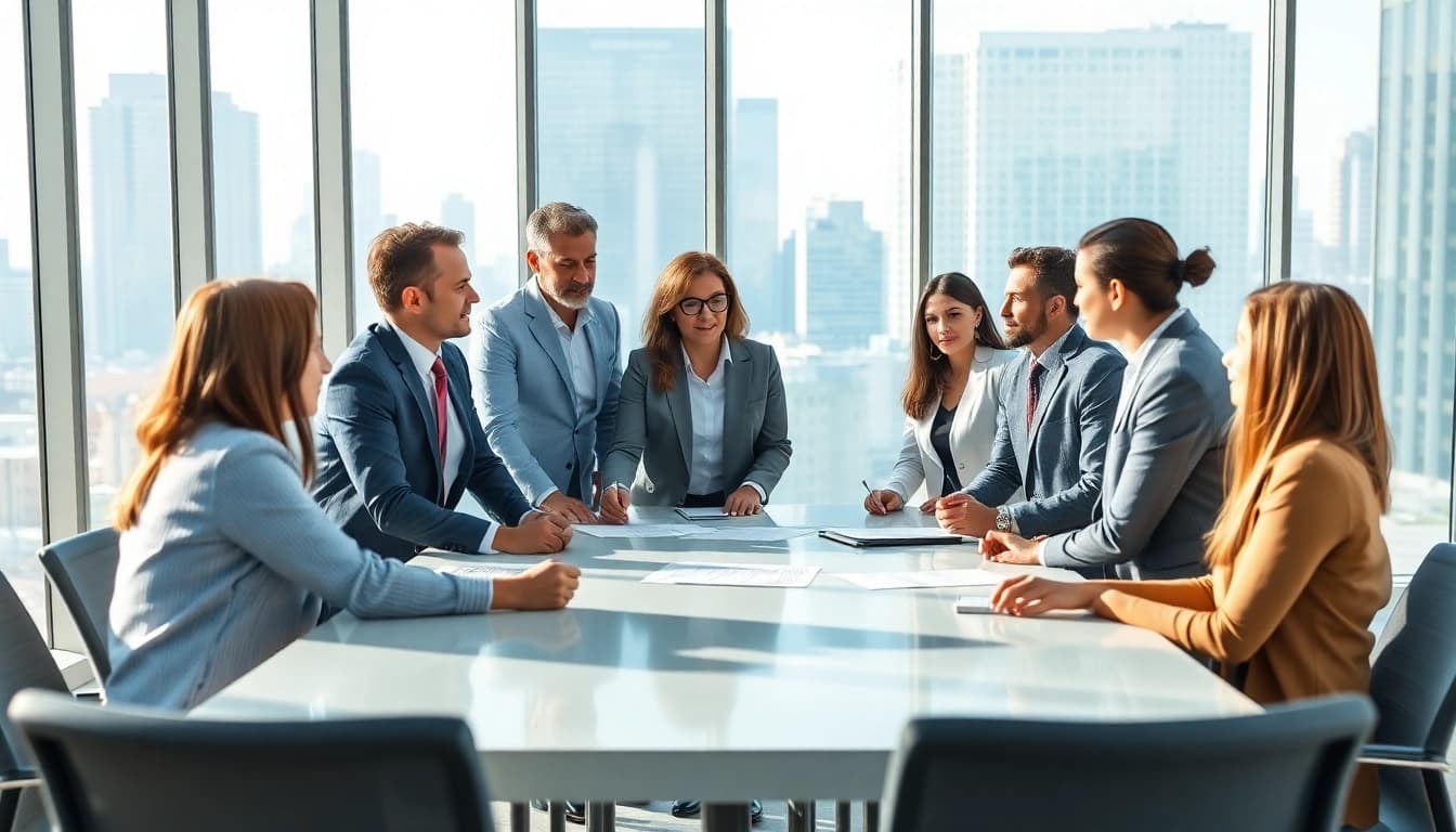 Quickplus Business Consultants team collaborating in a modern office setting.