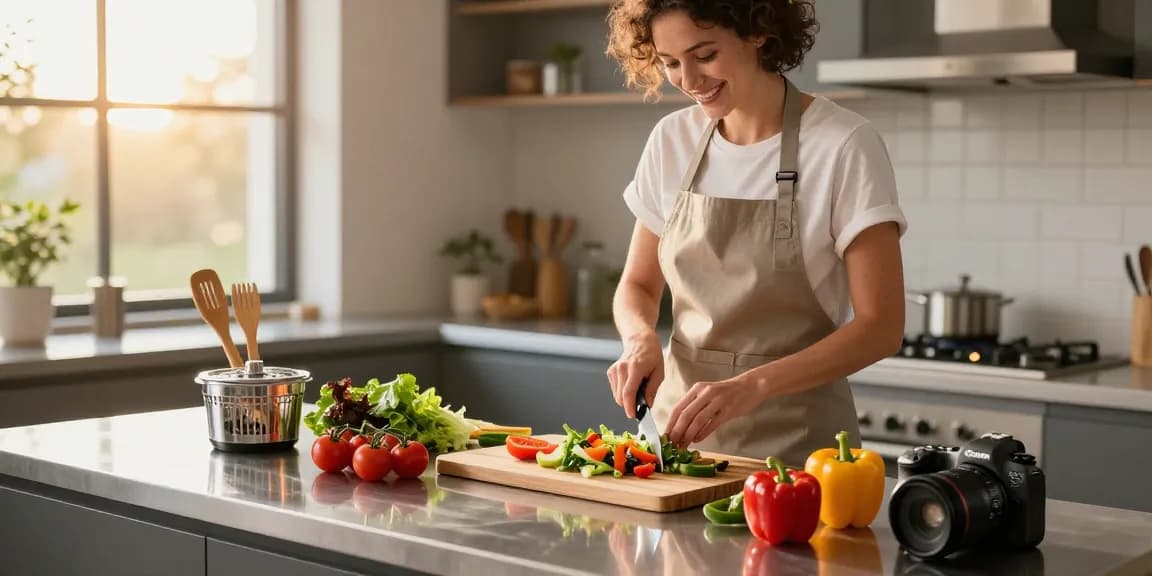 Practicing meal prep with the best titanium cutting board in a bright kitchen.