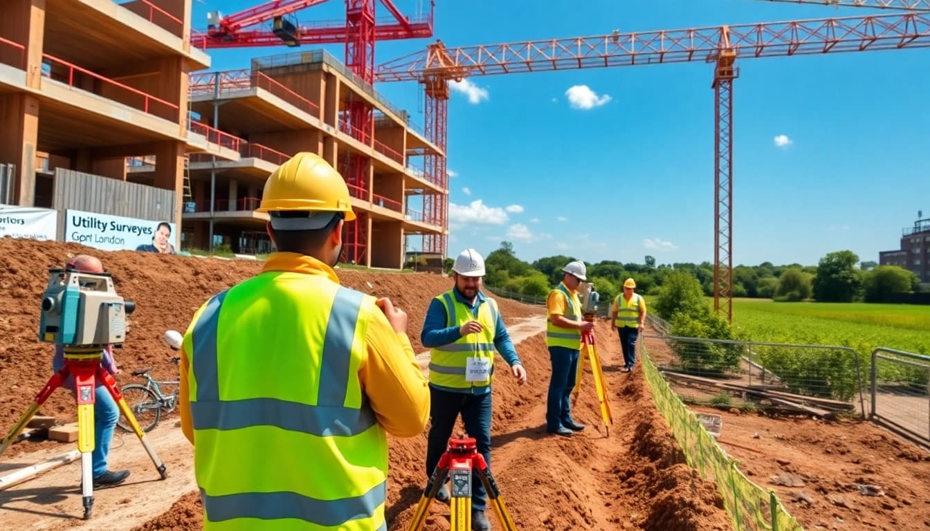 Utility surveyors London conducting advanced ground penetrating radar surveys at a construction site.