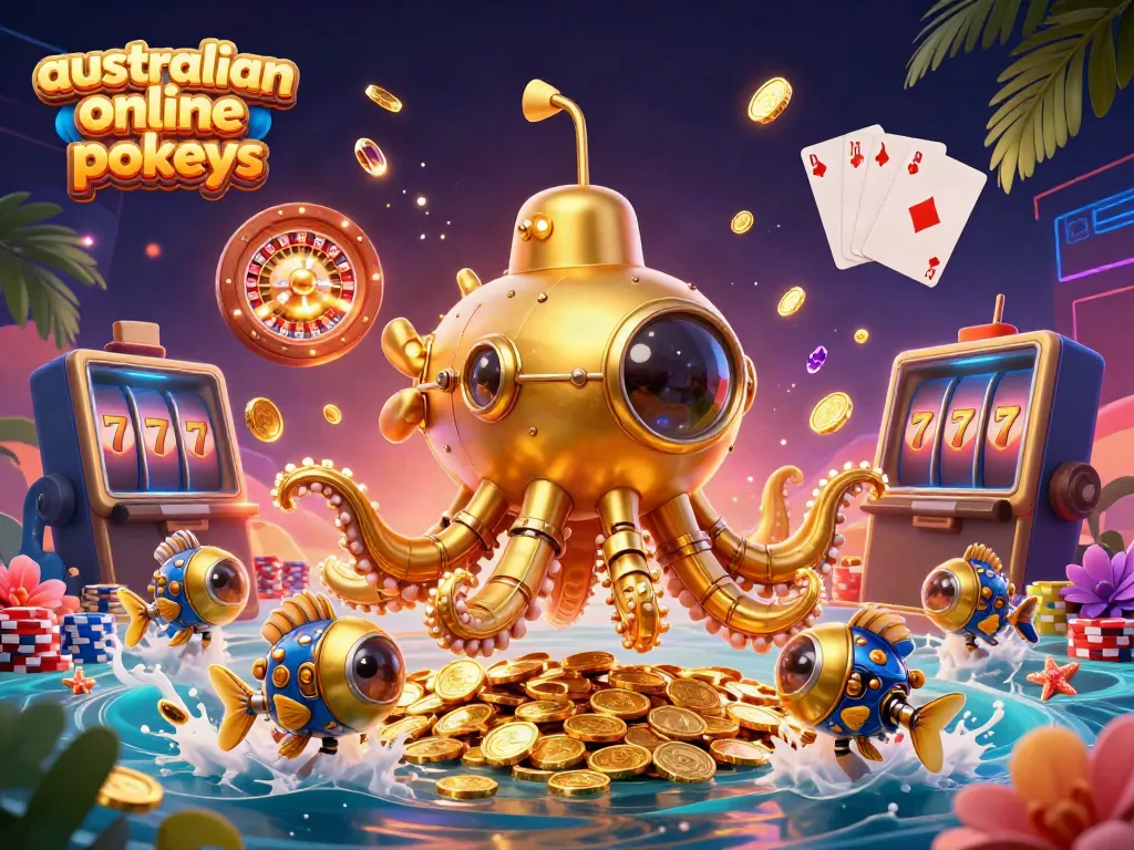 Experience the thrill of australian online pokies with dynamic golden kraken and casino elements.