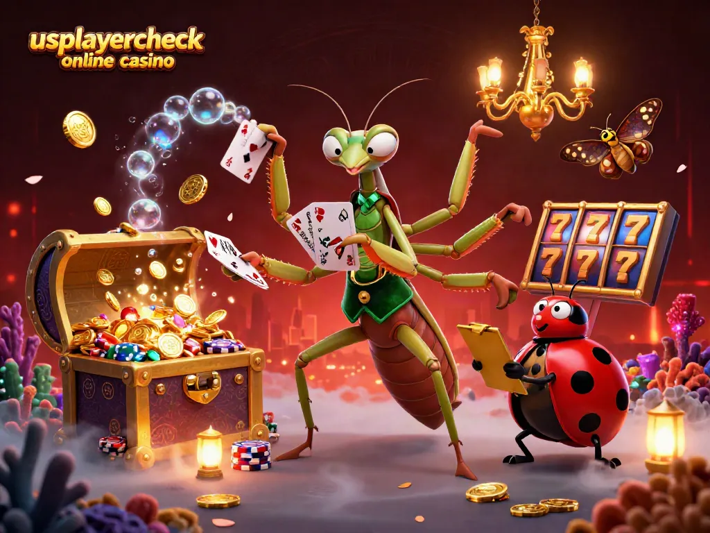 Experience thrilling action with usplayercheck online casino and vibrant game elements in a stunning illustration.