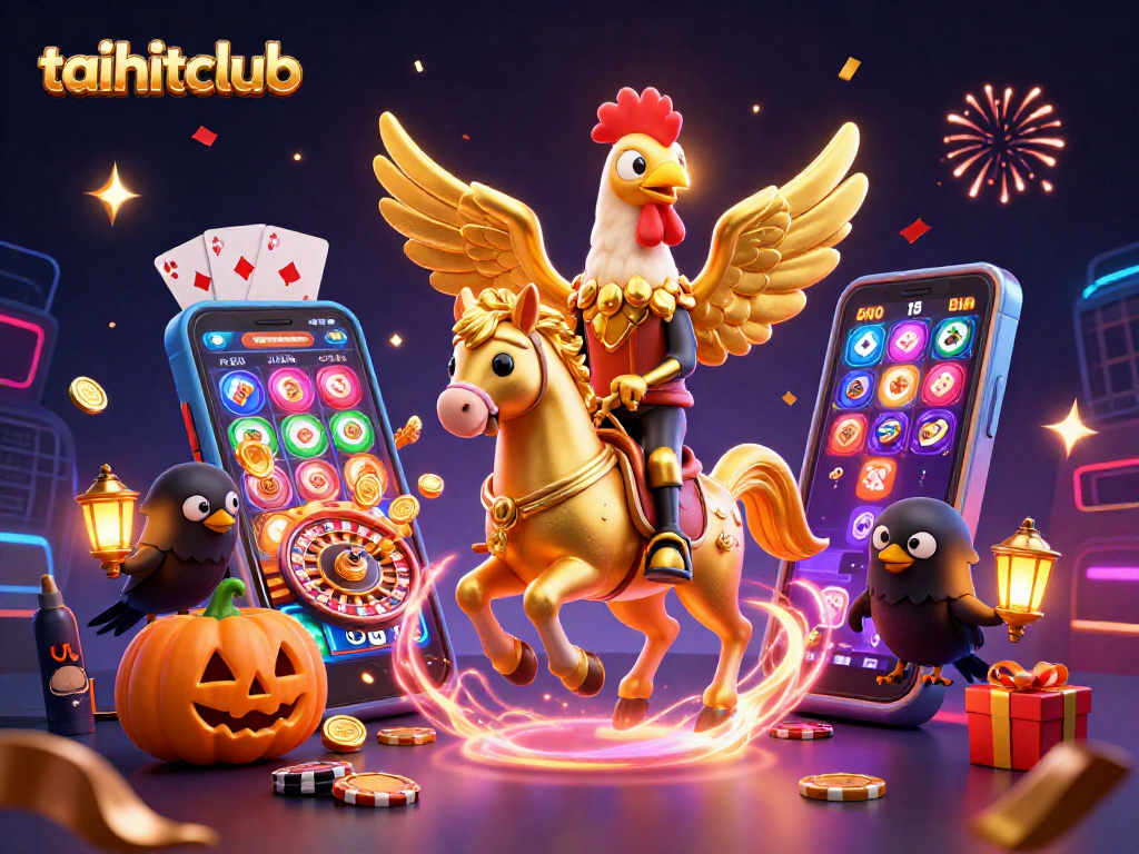 Engage with high-stakes casino excitement at taihitclub featuring a golden rooster and playful crows.