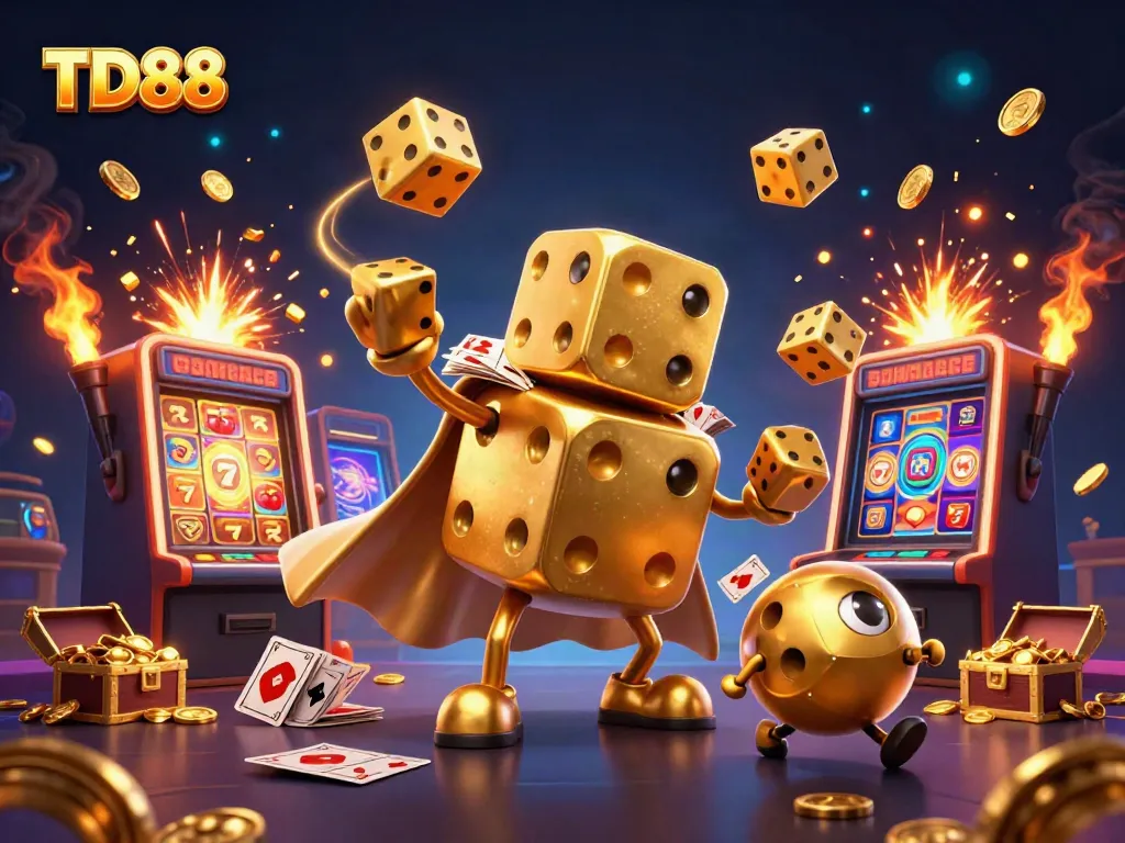Experience the excitement at TD88 with vibrant 3D casino characters and dynamic slot elements.