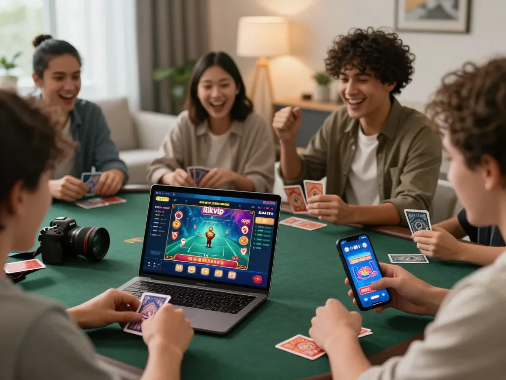 Exciting gaming experience on Rikvip platform with players enjoying card games.