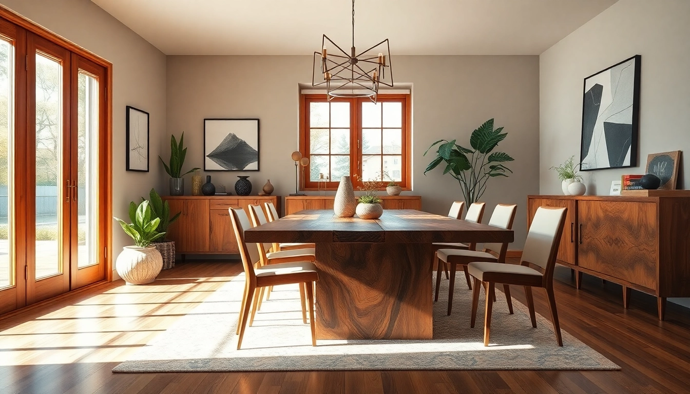 Grand Rapids Michigan furniture showcasing a handcrafted hardwood dining table in a cozy dining room.
