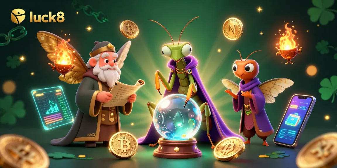 Engage in luck8 casino adventures with a vibrant 3D illustration featuring characters and crypto elements.