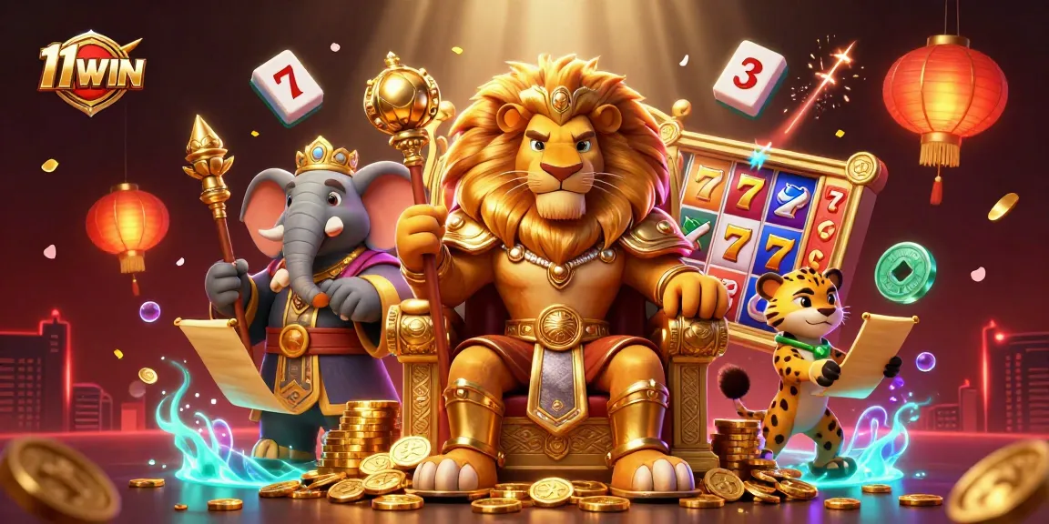 Experience thrilling slots at 11WIN with vibrant characters and exciting gaming elements in a dynamic casino setting.