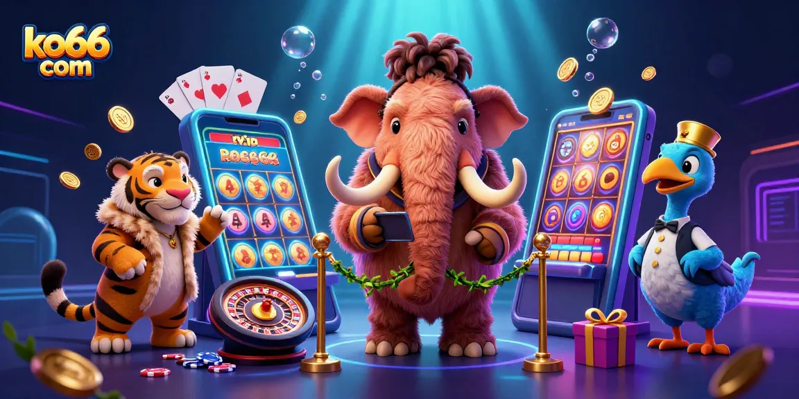 Experience thrilling action at ko66 com with a woolly mammoth bouncer and vibrant casino elements.