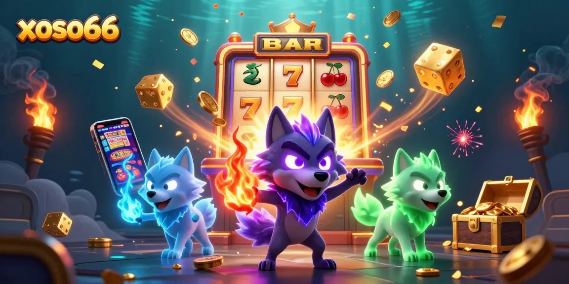 xoso66 unleashes thrilling jackpots with vibrant slots and captivating characters in a colorful casino scene.