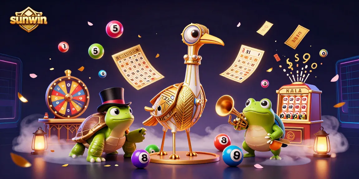 Experience sunwin's thrilling atmosphere with a vibrant illustration of casino characters and gaming elements.
