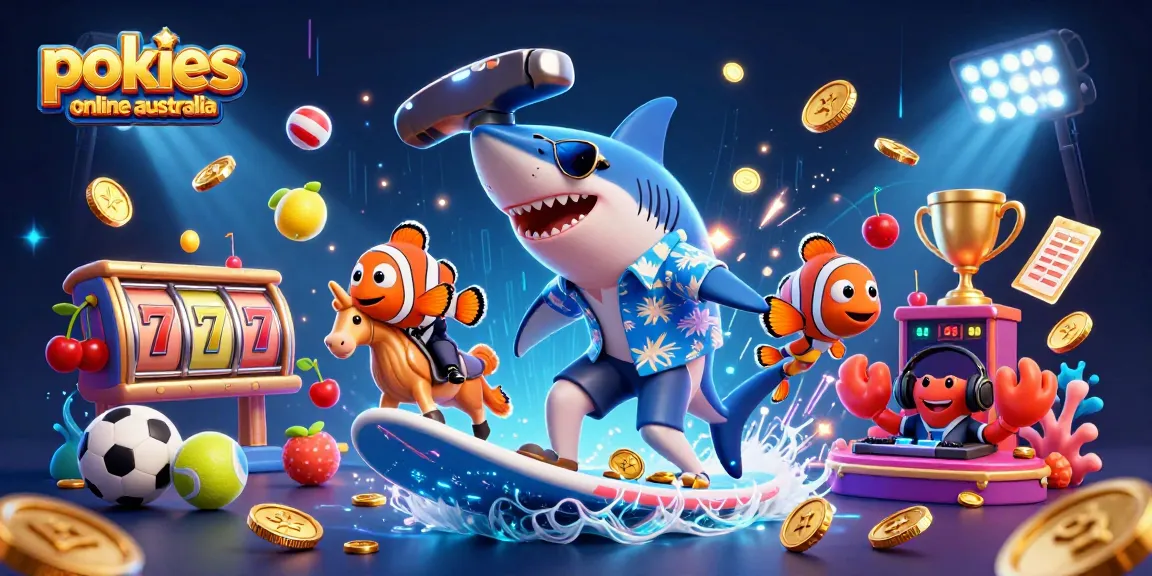 Experience pokies online Australia with a shark, clownfish, and crab DJ in an entertaining 3D scene.